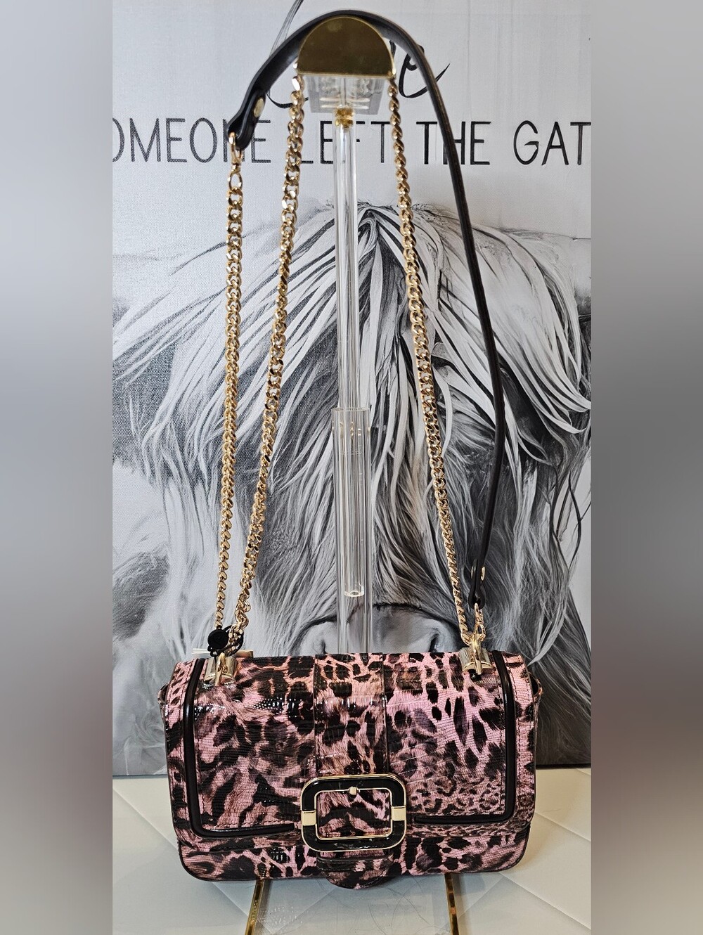NWT Brahmin Rosa Blush Winslet Pink Animal Print Leather Shoulder Crossbody Bag
